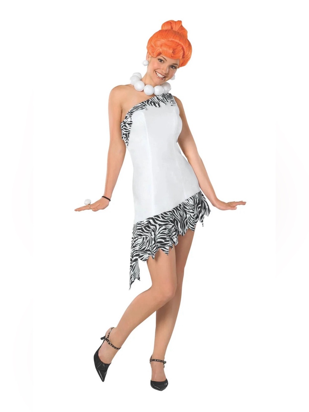 Wilma Flintstone Costume includes Dress, wig, necklace Medium Sz 8-10